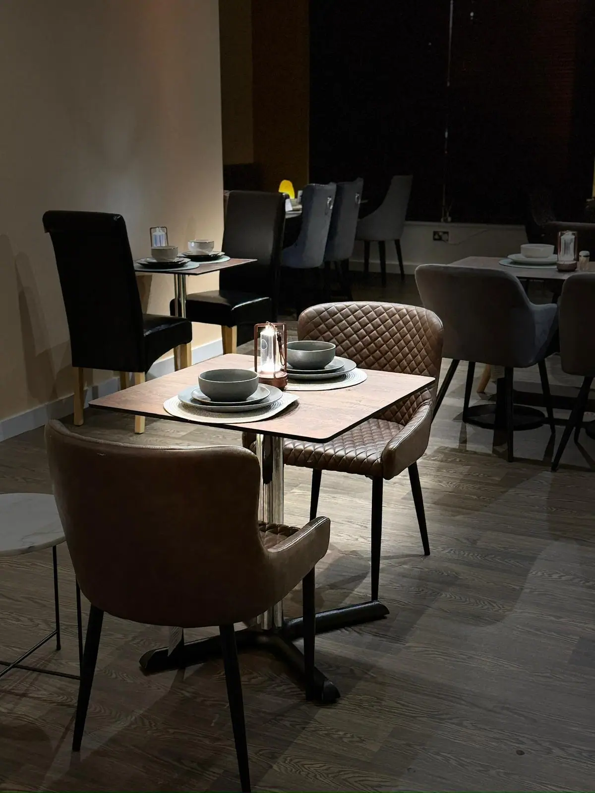 A table set for two inside Backyard Africa
